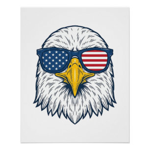 Patriotische Adler-Sonnenbrille Vintage-Vektor-Des Poster