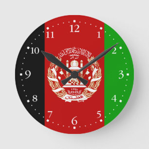 Patriotische afghanische Flagge Runde Wanduhr