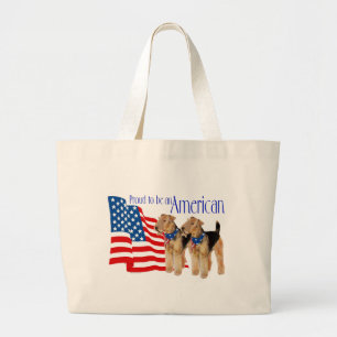 Patriotische Airedale Terrier Jumbo Stoffbeutel