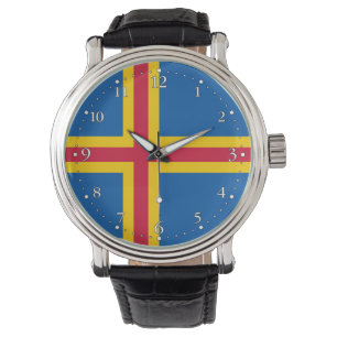 Patriotische Åland-Flaggen-Uhr Armbanduhr