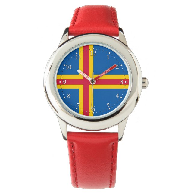 Patriotische Åland-Inseln Flag Watch Armbanduhr (Vorderseite)