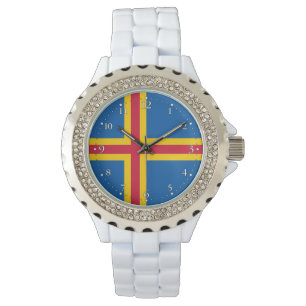 Patriotische Åland-Inseln-Flagge Armbanduhr