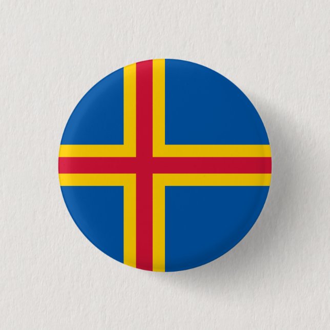 Patriotische Åland-Inseln-Flagge Button (Vorderseite)