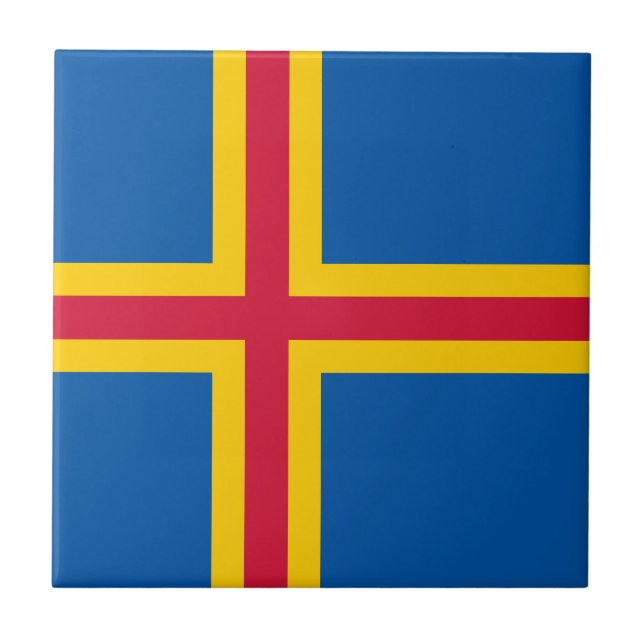 Patriotische Åland-Inseln-Flagge Fliese (Vorderseite)