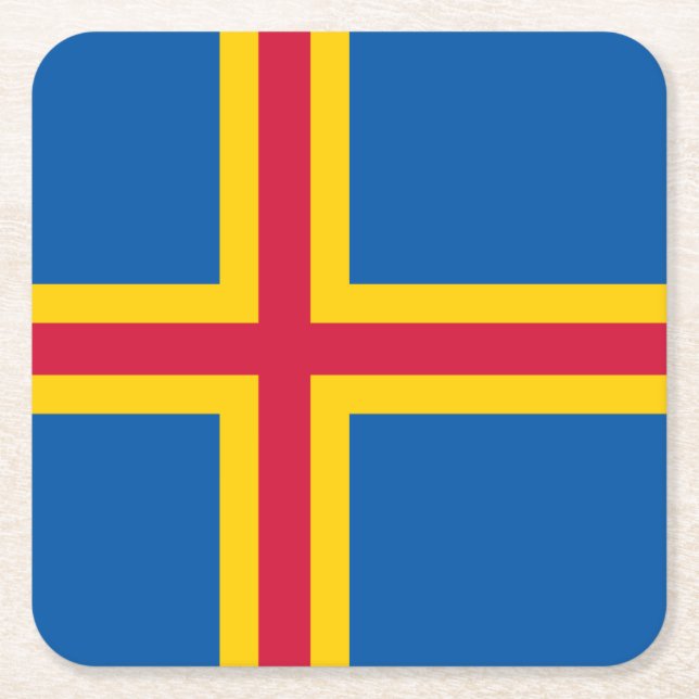 Patriotische Åland-Inseln-Flagge Rechteckiger Pappuntersetzer (Vorderseite)