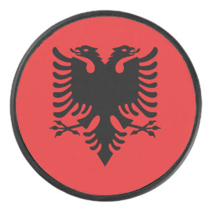 Patriotische albanische Flagge Eishockey Puck