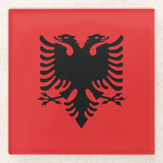 Patriotische albanische Flagge Glasuntersetzer (Vorderseite)