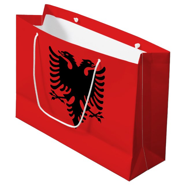 Patriotische albanische Flagge Große Geschenktüte (Vorderseite Schrägansicht)