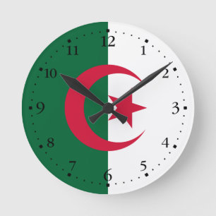 Patriotische algerische Flagge Runde Wanduhr