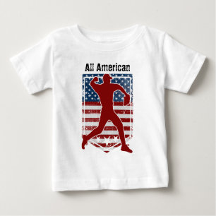 Patriotische, allamerikanische Baseball Vintag bek Baby T-shirt