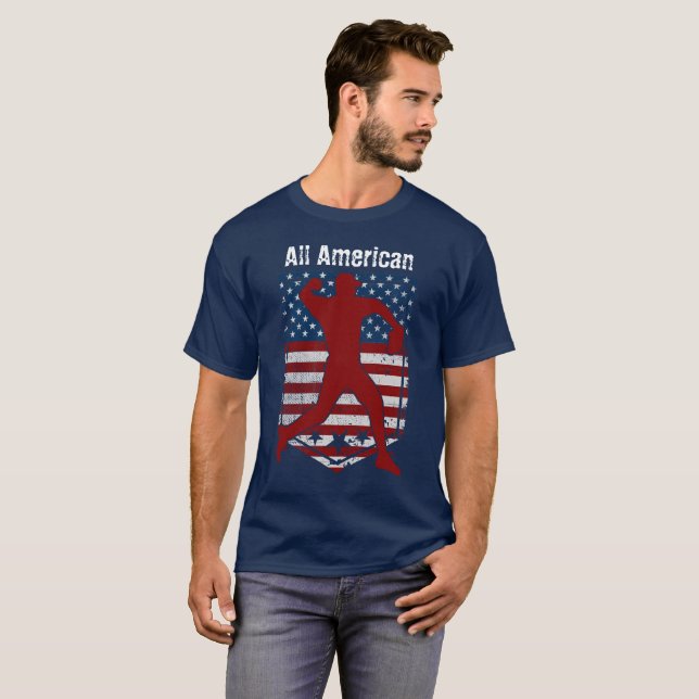 Patriotische, allamerikanische Baseball Vintag bek T-Shirt (Vorne ganz)