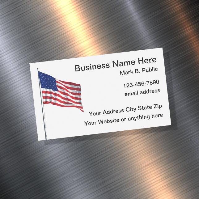Patriotische American Banner Business Cards Magnetische Visitenkarte (Von Creator hochgeladen)