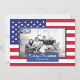 Patriotische American Flag Holiday Foto Card Feiertagskarte