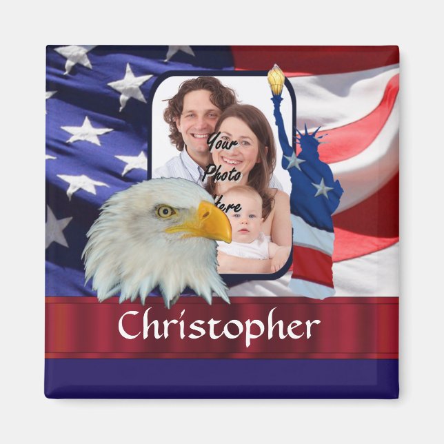 Patriotische American Icon Fotovorlage Magnet (Vorne)