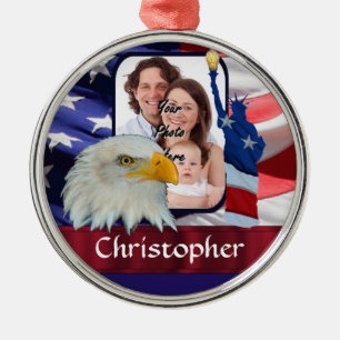 Patriotische American Icon Fotovorlage Silbernes Ornament
