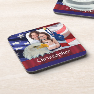 Patriotische American Icon Fotovorlage Untersetzer