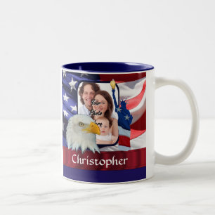 Patriotische American Icon Fotovorlage Zweifarbige Tasse