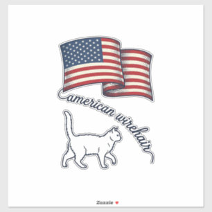Patriotische American Wirehair Katze Vintage Desig Aufkleber
