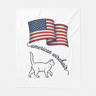 Patriotische American Wirehair Katze Vintage-Desig Fleecedecke