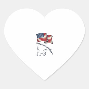 Patriotische American Wirehair Katze Vintage Desig Herz-Aufkleber