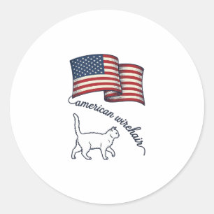 Patriotische American Wirehair Katze Vintage Desig Runder Aufkleber
