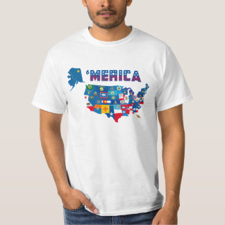 Patriotische Amerika-Karte mit Staats-Flaggen-T - T-Shirt