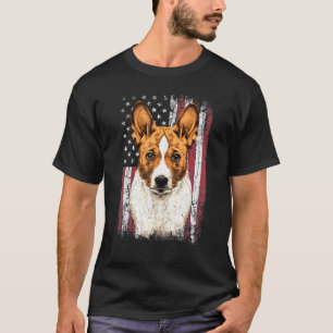 Patriotische Amerikanerin Basenji Dog Usa Flagge T-Shirt