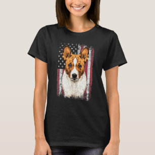 Patriotische Amerikanerin Basenji Dog Usa Flagge T-Shirt