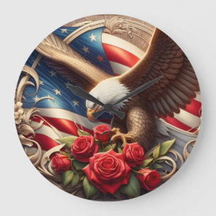 Patriotische Amerikanische Adleruhr Große Wanduhr