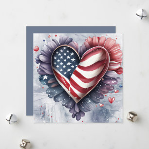 Patriotische amerikanische Blume der Herzkunst Feiertagskarte
