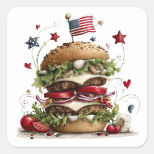 Patriotische amerikanische Burger-Kunst  Quadratischer Aufkleber