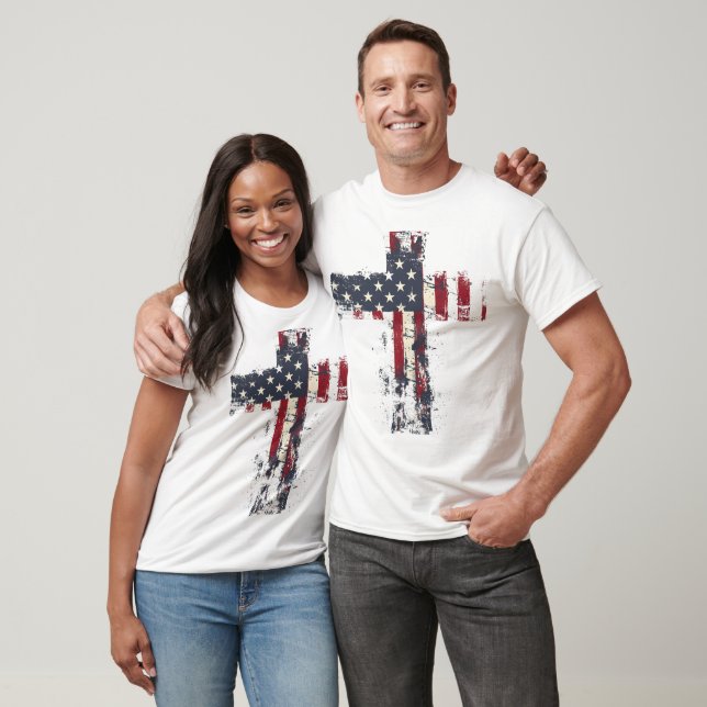 Patriotische Amerikanische Fahne überqueren T - Sh T-Shirt (Unisex)