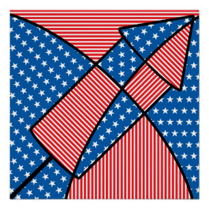 Patriotische amerikanische Feuerwerke Poster