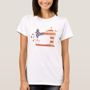 Patriotische amerikanische Flag-Nähmaschine T-Shirt