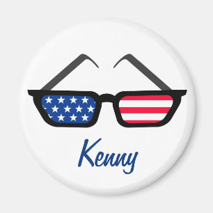 Patriotische amerikanische Flag Retro-Sonnenbrille Magnet