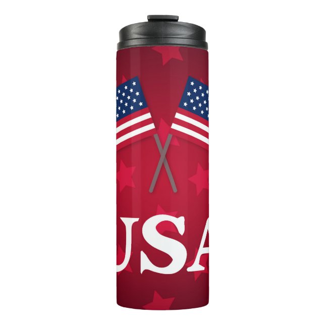 PATRIOTISCHE AMERIKANISCHE FLAGEN MIT ROTEN STERNE THERMOSBECHER (Vorderseite)