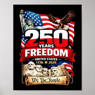 Patriotische amerikanische Flagge 250 Jahre Freihe Poster