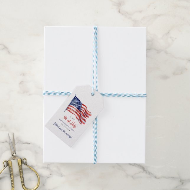 Patriotische amerikanische Flagge 4. Juli Danke Geschenkanhänger (Mit Garn)