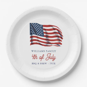 Patriotische amerikanische Flagge 4. Juli Familien Pappteller