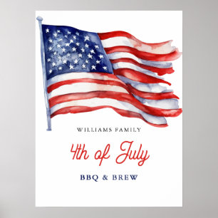 Patriotische amerikanische Flagge 4. Juli Familien Poster