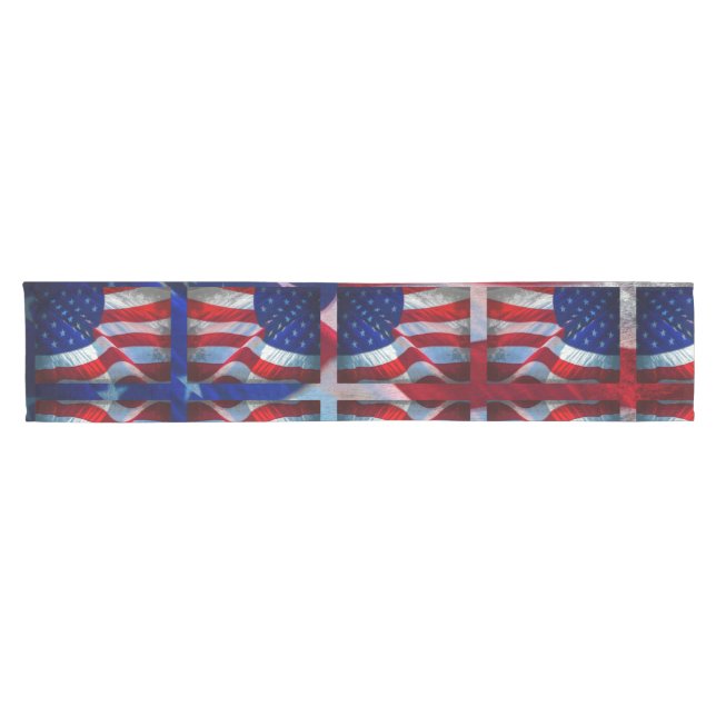 Patriotische amerikanische Flagge 4. Juli Kurzer Tischläufer (Horizontal)