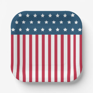Patriotische amerikanische Flagge 4. Juli Papier-T Pappteller