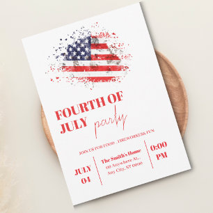 Patriotische amerikanische Flagge 4. Juli Party Einladung