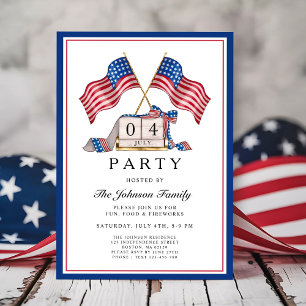 Patriotische amerikanische Flagge 4. Juli Party Einladung