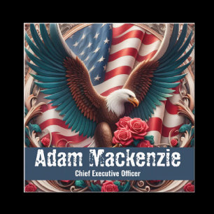 Patriotische amerikanische Flagge Adler Visitenkar Quadratische Visitenkarte