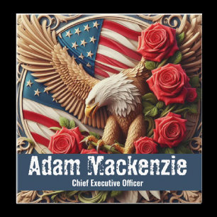 Patriotische amerikanische Flagge Adler Visitenkar Quadratische Visitenkarte