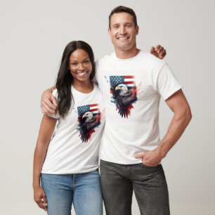 Patriotische amerikanische Flagge Bald Eagle T-Shirt
