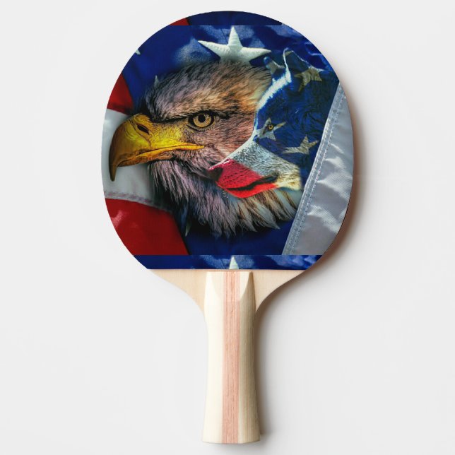 Patriotische Amerikanische Flagge Bald Eagle Wolf Tischtennis Schläger (Vorderseite)