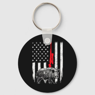 Patriotische amerikanische Flagge - Boar Hunting W Schlüsselanhänger