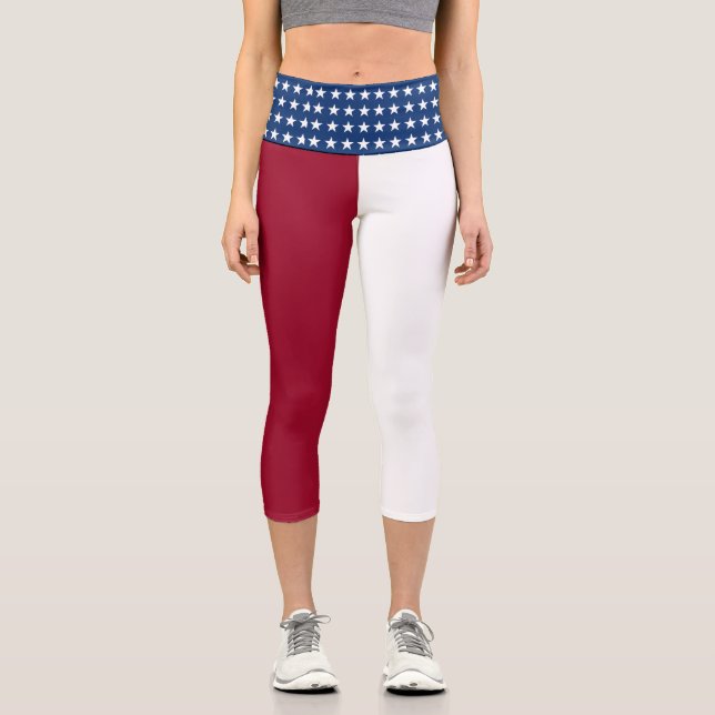 Patriotische amerikanische Flagge Capri Leggings (Vorderseite)